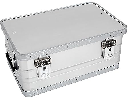 Aluminium Behälter mit Deckel - 37,9 Liter - 51,7 x 32,1 x 23,0 cm - korrosionsbeständig - mit Gummidichtung und 2 Klapphandgriffen - Aluminiumbox, Transportkiste, Werkzeugkiste, Lagerbox