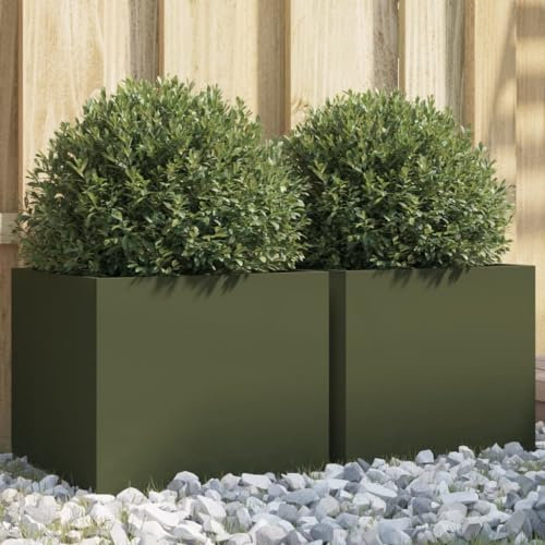Somanki Jardineras 2 uds Acero Laminado en frío Verde Oliva 32x30x29 cm, Huerto Urbano Terraza, Jardineras Exterior, Jardineria Maceteros, Mesa De Cultivo, Huerto En Casa - 841542