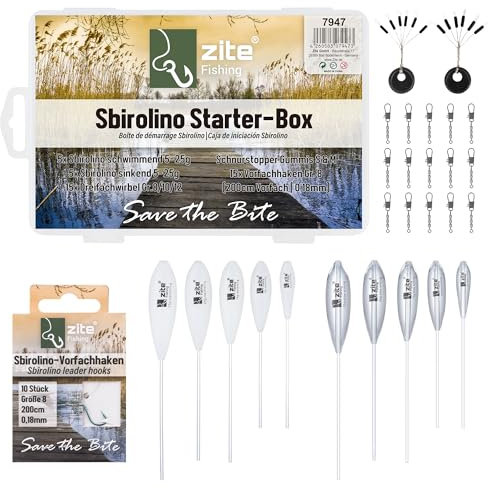 Zite Fishing Spirolino Starterbox | Sbirolino Schwimmend & Halbsinkend | Vorfachhaken #8, Dreifachwirbel, Schnurstopper | Sbirolino Forellen Set | Top zum Spoons, Forellenteig & Gummiköder Angeln