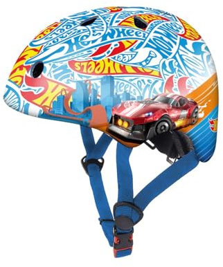 DQB DeQUBE Casco Infantil Ajustable, Hot Wheels-Regolabile-Ultraleggero e Sicuro-Resistente e traspirante-2-7 Anni-Nero Unisex Bambini, Blu, Regulable