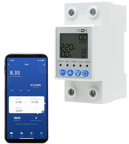 JOYELEC WIFI Compteur Intelligent d'Énergie Numérique Monophasé 2P 63A AC230V,Minuterie Interrupteur, Protection Contre Les Surtensions et Les sous-tensions, Mesure de puissance Voltmètre Ampèremètre