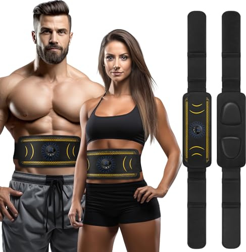 Braload EMS Bauchmuskeltrainer Elektrisch, Muskelstimulator Trainingsgürtel mit 6 Modi & 8 Intensitäten, USB Wiederaufladbares Fitnessgerät für Männer & Frauen, Home Training