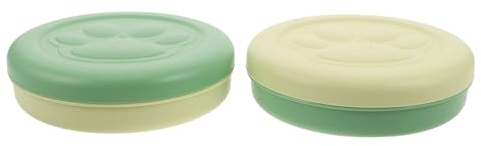TOYANDONA Juego de 2 Cuencos Portátiles para Perros Pequeños en PP, Tamaño L 5,87x5,5 Pulgadas, Diseño Doble para Comida y Agua, Color Verde y Verde Claro, Adecuado para Viajes, Senderismo