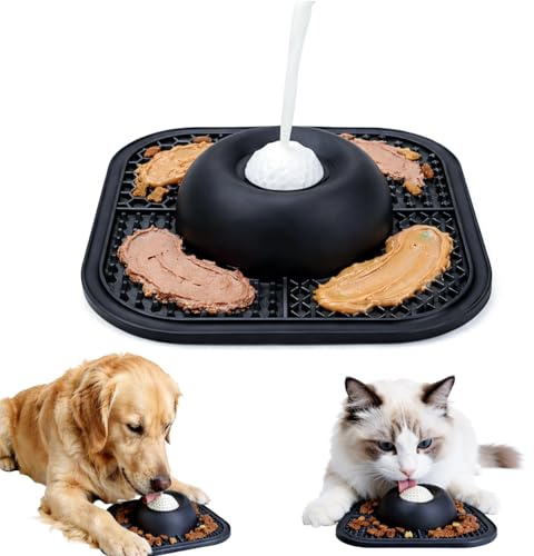 Slow Feeder Dog Bowls(Entertained Ball-in) | Dog Food Bowls with Lick Mat | Anti-Slip |Anti-Choking | for Liquid Treats,Dietary Supplement Post-op Nutrition Anxiety Relief
