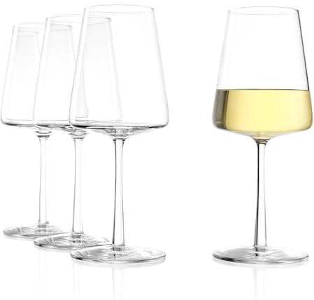 Stölzle Lausitz White Wine Glass Set of 4. Dishwasher Safe Crystal Luxury Glasses (13.5 Floz). Durable Set