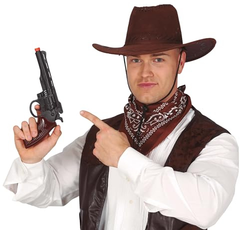 FIESTAS GUIRCA | Pistolet de Cowboy Noir Factice (28 cm) - Accessoire pour Déguisement de Cow-Boy, Policier, Bandit, Shérif, Texas, Far West, Carnaval et Halloween - Adulte Enfant - Noir