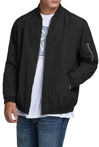 Jack & Jones Jjerush Bomber Ps Noos Chaqueta bomber, Hombre, Negro, 5XL