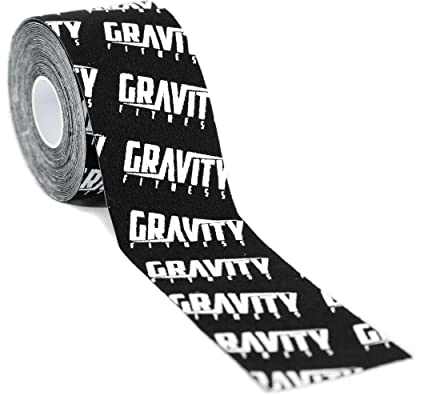 GRAVITY FITNESS Bande de kinésiologie et bande antidérapante anti-transpiration pour le sport, la rééducation et le levage – Rouleau de 5 m pour soulager les douleurs aux épaules, au poignet et au