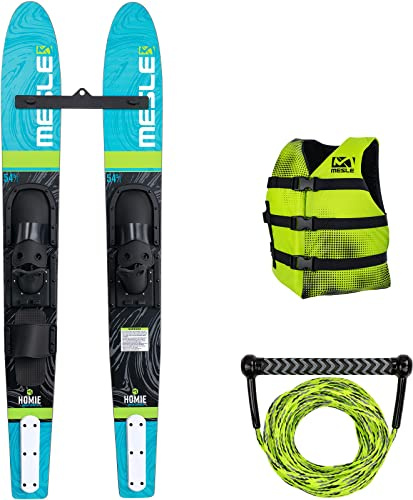 MESLE Junior Combo Wasserski Set Homie 139 cm, Weste Sportsman & Leine Combo, Wasserski für Kinder und Jugendliche, für Anfänger und Fortgeschrittene bis 60 kg
