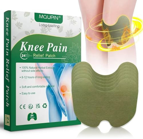 MQUPIN Knee Pain Relief Patches,Pain Wormwood Relief Patch Plaster Warming Moxibustion,Up to 24h No Side Effect,Natural Herbal Patch for Arthritis Neck Shoulder Muscle Muscle Joint Pain Relief 24 PCs