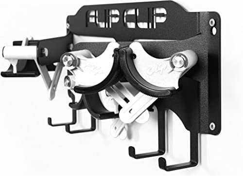 Flip Clip Triple | Universalhalterung | Skihalterung | Snowboardhalterung | Wandhalterung | Gerätehalter | Werkzeughalterung | Aus Stahl, Aluminium und Glasfaserverstärktem Kunststoff (Weiß)