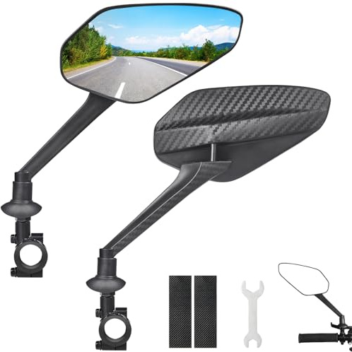 Zacro 2 Pack Bike Mirror, Bike Mirror Handlebar Mount, 360°Adjustable Bicycle Rear View Mirror, Scratch Resistant Glass Lens, Fit for Mountain Bikes, City Road Bikes, E-bikes, Scooter