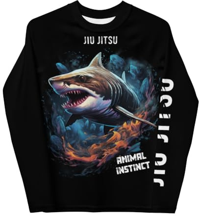 Youth Boys No Gi Jiu Jitsu Rash Guard - Shark Attack - BJJ, Wrestling
