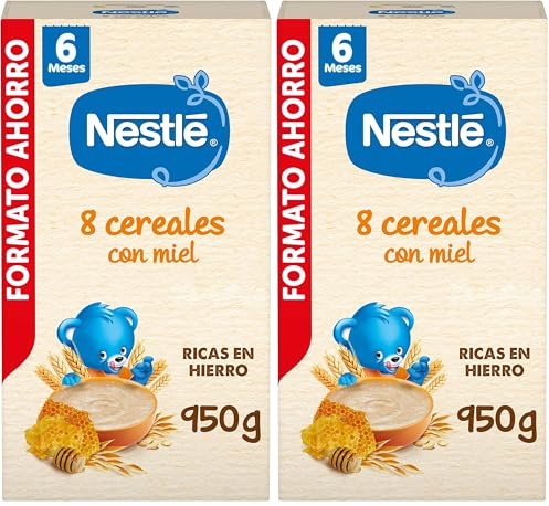 Nestlé Papilla 8 Cereales con Miel, 950 g (Paquete de 2)