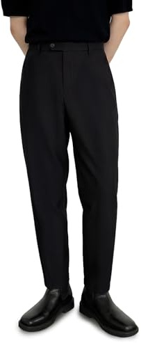 GINGTTO Pantalon Chino Homme Slim Fit Pantalons Habillé Costume Stretch Chinos Ajustée Élastique Trousers pour Hommes Noir 32/30