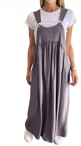Sommerkleid Damen Lang A Linie Latzkleid Plissee Maxikleid Sommer Kleider Verstellbares Hosenträger Overallkleid Elegant Ärmellos Latzrock Oversize Sommerkleider Leicht Und Luftig Kleid Maxi
