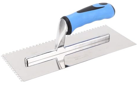Truelle à dents carrées Mavaol de 4 mm, en acier inoxydable, avec manche souple, pour la pose de carreaux de maçonnerie en ciment et béton.