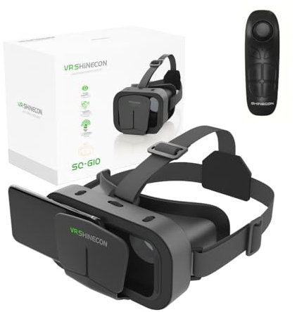 VR Headset with Controller for iPhone & Android – 3D Virtual Reality Glasses for 4.7″–6.5″ Phones, Adjustable Goggles for Movies, Games, Gift-Ready (Standard Edition (with Controller))