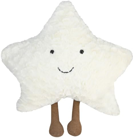 CERICAI Plush Star Pillow - Decorative Star Cushion, Soft Velvet Decorative lumbar support pillow, Soft and Comfortable, Suitable for Use Anywhere, for Boys & Girls(White)