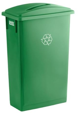 Slim Recycling Bin with Paper Slot Lid, 23 Gallon, Green, 20W x 11D x 32.75H inches