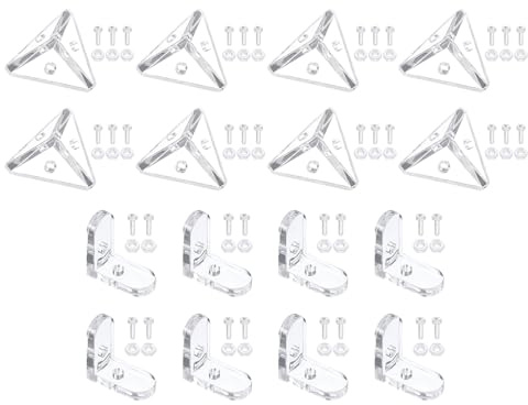 QUARKZMAN 8 Set Angolo In Acrilico Staffa A Forma Di L E Connettore Angolare Triangolare Giunto Supporto Staffe Trasparenti Con Viti M3 Per Rinforzo Collegamento Mobili
