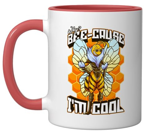 Beekeeper Design For Honey Bees Lover - Bee-Cause I'm Cool Ceramic Mug, Red/White
