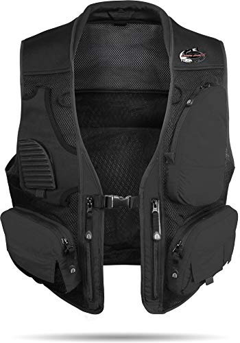 normani Sommer Anglerweste mit Netzfutterkonstruktion mit 9 praktischen Taschen Farbe Schwarz Größe M