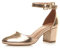 AJVANI Low mid Block Heel Ankle Strap Court Shoes Sandals Size 3 36 Rose Gold