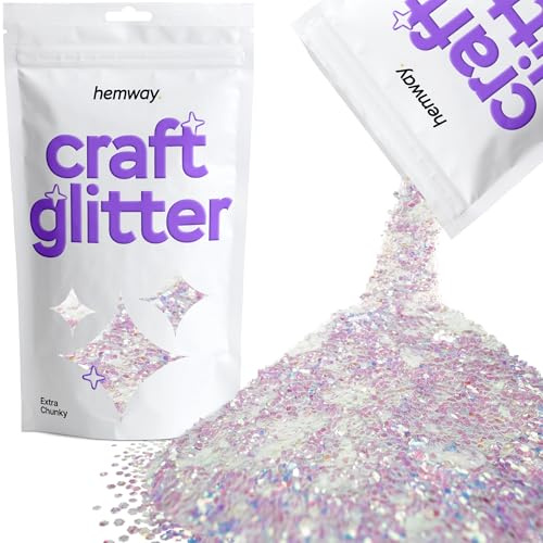 Hemway Craft Glitter Mother of Pearl Iridescent 100g Extra Chunky Glitter | for Crafts, Resin, Cosmetic, Nail, Face, Body, Festival, Tumblers, Art, Candle, Crafting