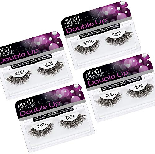 Ardell Double Up False Eyelashes – Double Demi Wispies Strip, Wispy Dramatic Look, Reusable Fake Lashes for Women, 4 Pairs