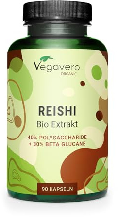 Vegavero Organic Reishi Extract | 8400 mg (14:1) Ganoderma Lucidum | with Polysaccharides & Beta Glucans | Mushroom Supplement | 90 Capsules | Vegan