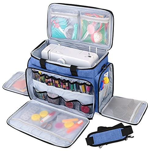 Luxja Borsa per Macchina da Cucire, Borse da Trasporto per Macchina da Cucire (Adatto per la Maggior Parte delle Macchine da Cucire), Blu