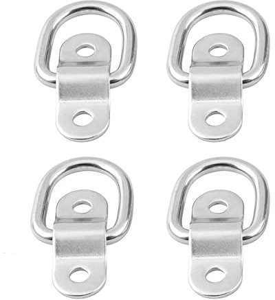 Ancoraggi ad anello a D, per camion, barche, auto, rimorchio con staffa di montaggio, in acciaio inox, confezione da 4