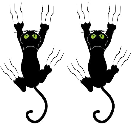 DuoyifAdesivo Da Parete Nero Gatto 2 Pezzi Adesivi Murali Silhouette Nero Per Decorazione Murale Camera Porte Finestre 26x17cm