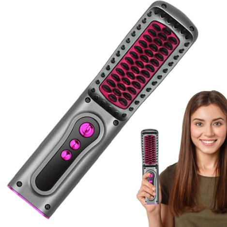 piastra per capelli senza fili,Spazzola per lisciare i capelli riscaldata - Pettine per piastra per capelli ricaricabile riscaldamento rapido formato da viaggio per districare e lisciare