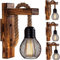 Ahageek Wooden Wall Light Hemp Rope, Industrial Wall Lamp Lamp Shade, E27 LED Retro Wall Light Living Room Bedside Table Corridor Cafe Bar(Without Bulb-4pcs)