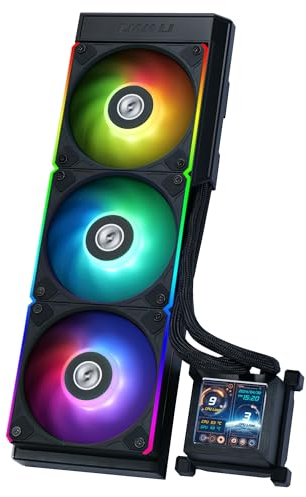 Lian Li HydroShift LCD 360R - 360mm Radiator AIO Wasserkühlung - 3x 120 mm RGB PWM Lüfter - 2,88 LCD Display - CPU Wasserkühler für Intel LGA 1700 - AMD Sockel AM4 / AM5 - schwarz