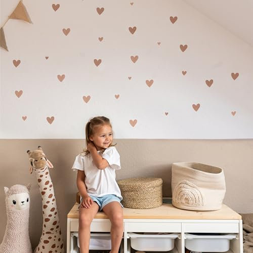 LILIMAUS Wandsticker Kinderzimmer [132 Stck. in vielen Farben] - Wandtattoo Herzen - Wandaufkleber Kinderzimmer Mädchen & Jungen - Wanddeko Kinder & Babyzimmer Deko - Aufkleber Wand - Wall stickers