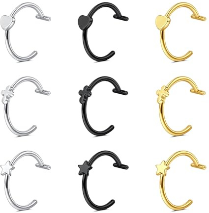 AVYRING Piercing per labbra finto, in acciaio inox, con clip, non perforante, a forma di T, a forma di Medusa, gioiello per uomini e donne, Acciaio inossidabile