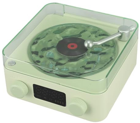 VintageVinyl Wave Speaker, Reproductor de CD Portátil con Forma de Tocadiscos, Altavoz Inalámbrico Estéreo Pequeño Multifunción 3 en 1 con Luz Ambiental Nocturna, Ideal para