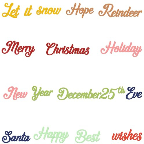 Merry Christmas Words Metal Cutting Dies for Card Making, Happy New Year Die Cuts Carbon Steel Embossing Stencil Template Cutting Tools for DIY Scrapbooking Paper Card Photo Album Craft Supplies