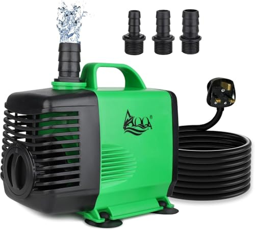 AQQA Pompa Acquario, 25W 2000L/H Regolabile Ultra Silenziosa Pompa Acqua Sommergibile, 2m Testa Alta Pompa Fontana per Idroponica, Laghetto, Acquari