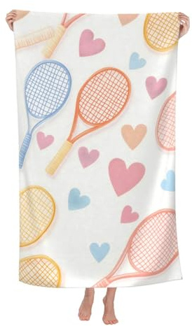 VANZEV Tennis Pattern Beach Towel Cute Sports Sand-Free Microfiber Bath Towel Ultra Soft Quick Dry Pool Towel Absorbent Towel Lightweight Towel Gifts for Outdoor Bathroom Swimming Decor 31inx51in
