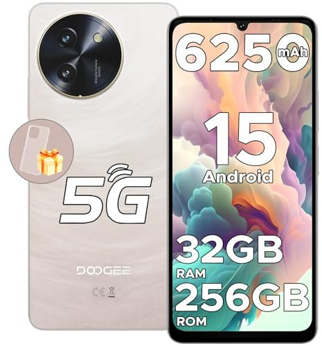 DOOGEE NOTE 59 PRO Mobile Phones 5G, 2025 Android 15, 6nm 5G Octa Core, 120Hz 6.75HD+, 6250mAh, 32GB+256GB/2TB Smartphone, Sim Free Unlocked Mobile Phones, Widevine L1, Face ID,Fingerprint,NFC-Golden