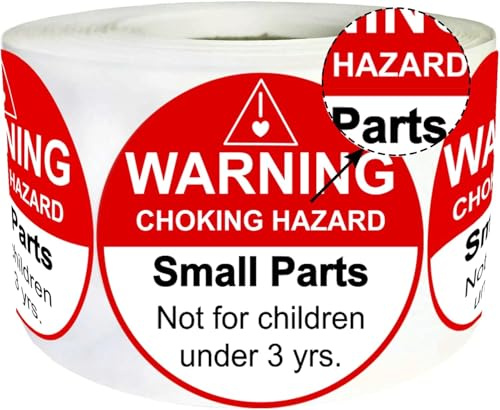 Lot de 500 étiquettes d'avertissement d'étouffement - 3,8 cm - Rouge - Petites pièces - Autocollants d'avertissement d'étouffement - Ne convient pas aux enfants de moins de 3 ans - Étiquettes pour