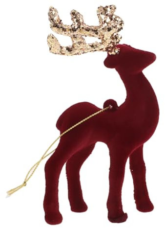 Abaodam Weihnachtliches Rentier Dekofigur Mit Glitzer-Finish Lebensechte Plüsch-elch Statue Für Festliche Tischdekoration Charmante Weihnachtsbaum-anhänger Und Foto-requisit Als