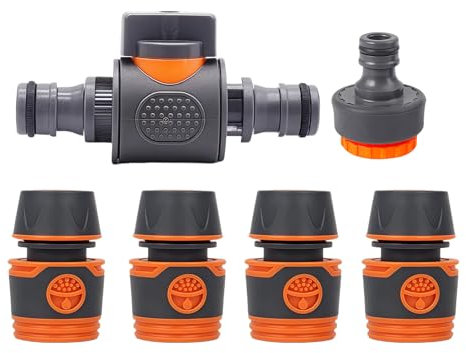 6Pack Quick Release Double Male Hose Connectors Shut Off Valve,4Pcs End Quick Connectors for Hose Pipe Fitting 1/2 Plastic Tap Connector, 2 in 1 Faucet Adapter,Double Garden Regulator Valve