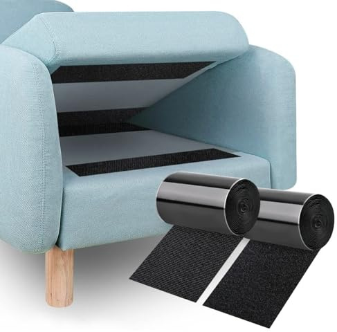 11cm X 6m Schwerlast Klettband Selbstklebend Extra Stark Breit für Stoff Couch Kissen Klettverschluss Selbstklebend Klettband zum Nähen Klettmatte Topper Befestigung Anwendungen um Haus Bür Schwarz