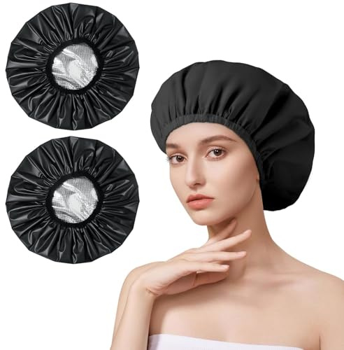 JOOTUEPO Bonnet Coiffure Chauffant, 2PCS Bonnet Auto Chauffante Pour Soins Capillaires, Bonnets Chauffants Pour Femmes Cheveux Soins En Profondeur, Soins Capillaires, Alon De Coiffure De Spa