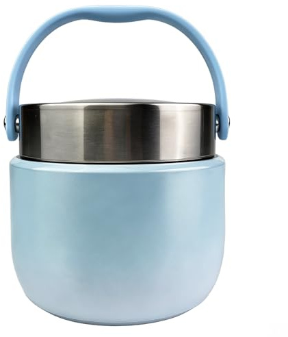 CHALVIOR Fiambrera Termica 1200ml, Termo Comida Caliente, Fiambrera Acero Inoxidable Contenedor Térmico con Cuchara Plegable, Fácil de transportar, para Comidas,Sopas, Purés para bebés y gachas(Azul)